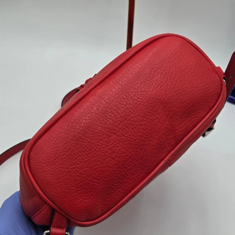 Coach Park Mini Backpack Red Pebbled Leather Turnlock F24385 Classic Drawstring